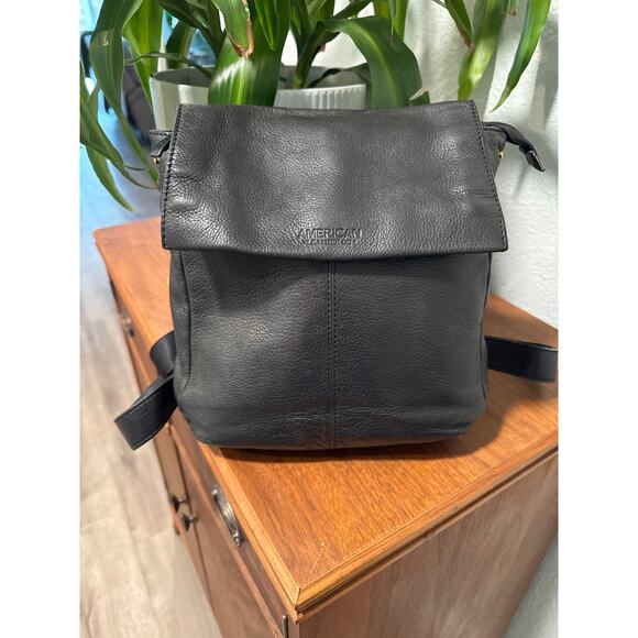 American Leather Co. Black Leather Backpack Purse - Picture 1 of 12